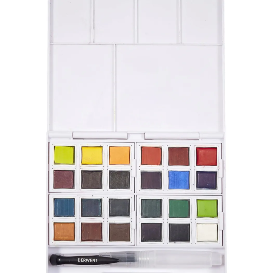 Inktense Akvarellfärg 24-set halvkoppar