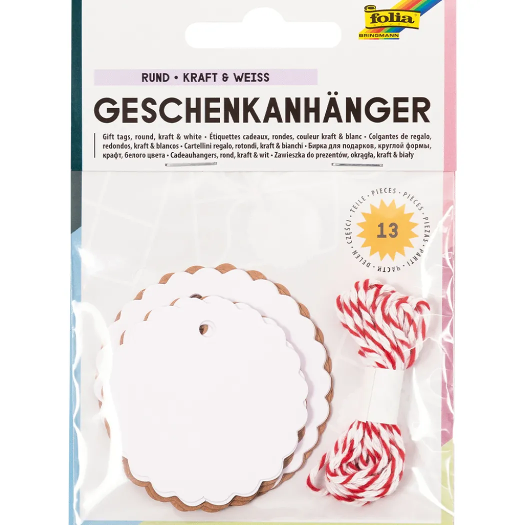 Juletiketter Manillamärken rund 12-pack