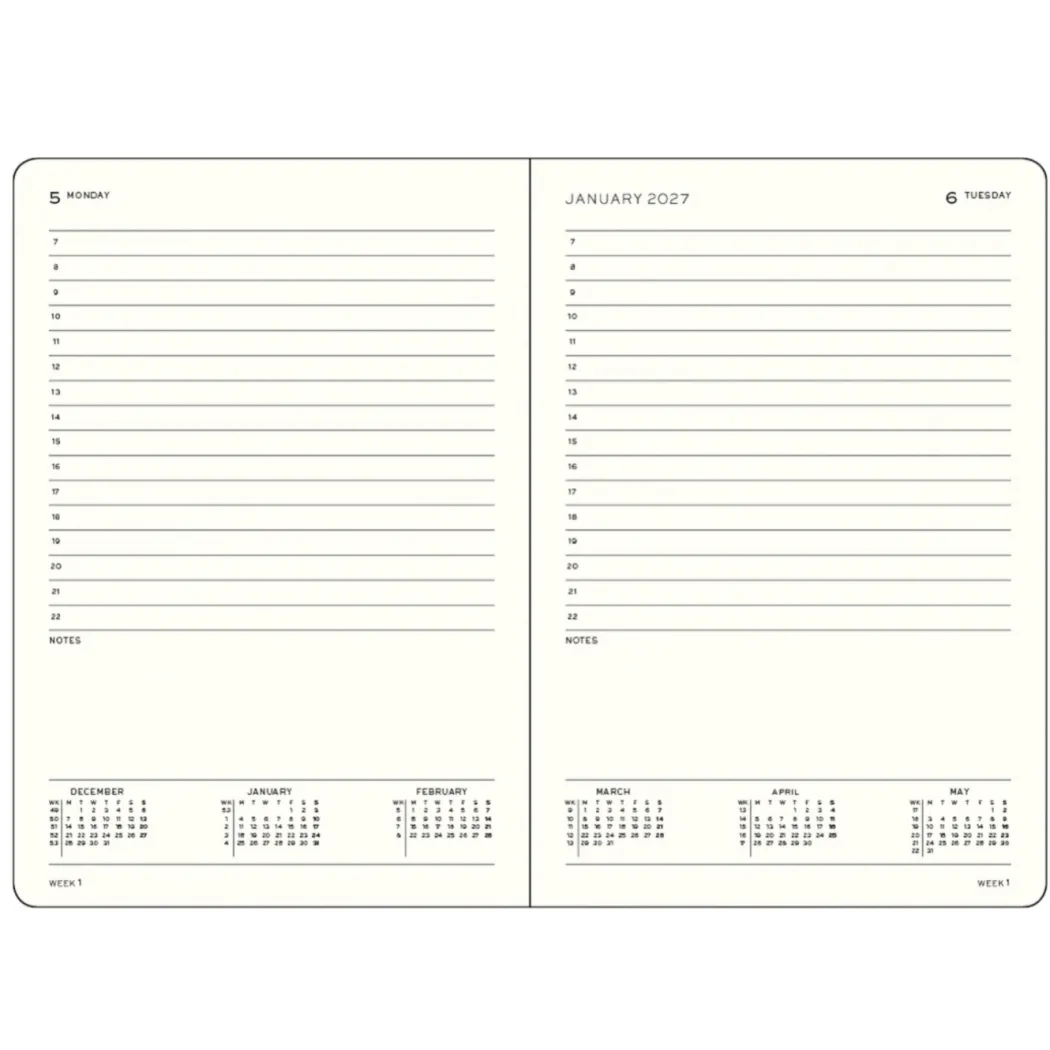 Kalender Daily Planner 2027 A5 Black
