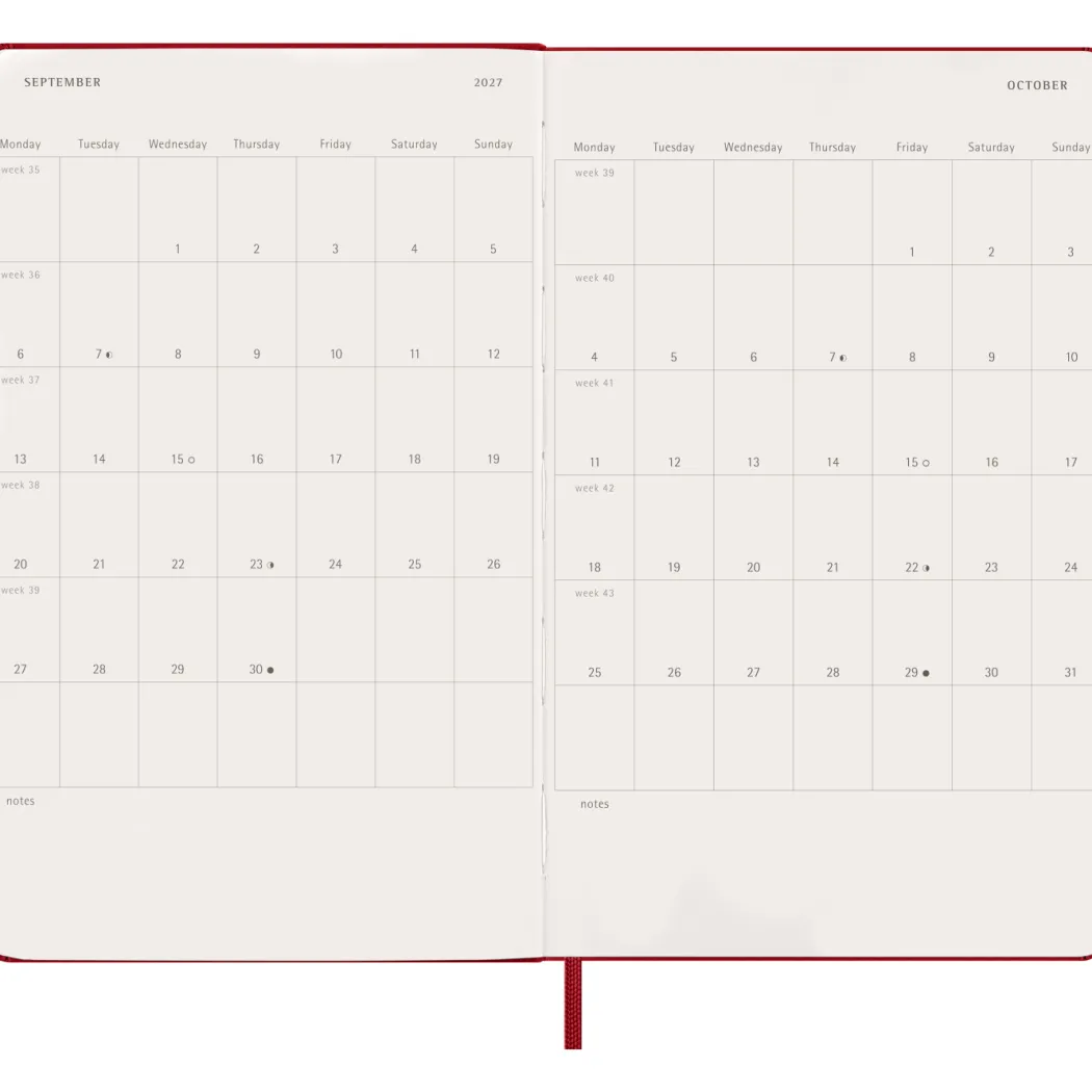 Kalender 12M Daily 2027 Hardcover Large Red