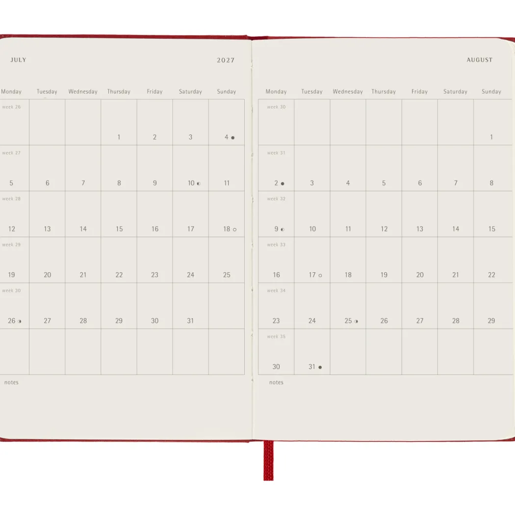 Kalender 12M Daily 2027 Hardcover Pocket Red