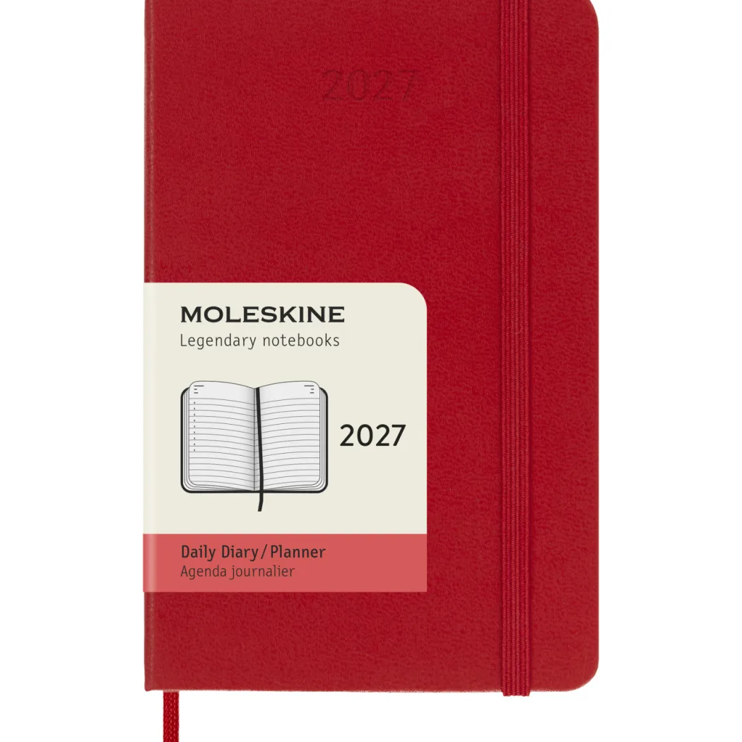 Kalender 12M Daily 2027 Hardcover Pocket Red