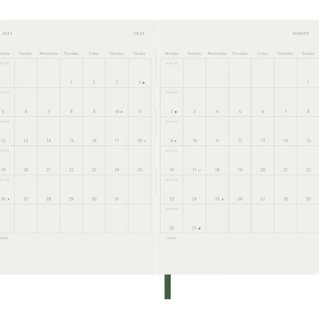 Kalender 12M Daily 2027 Softcover Pocket Myrtle Green