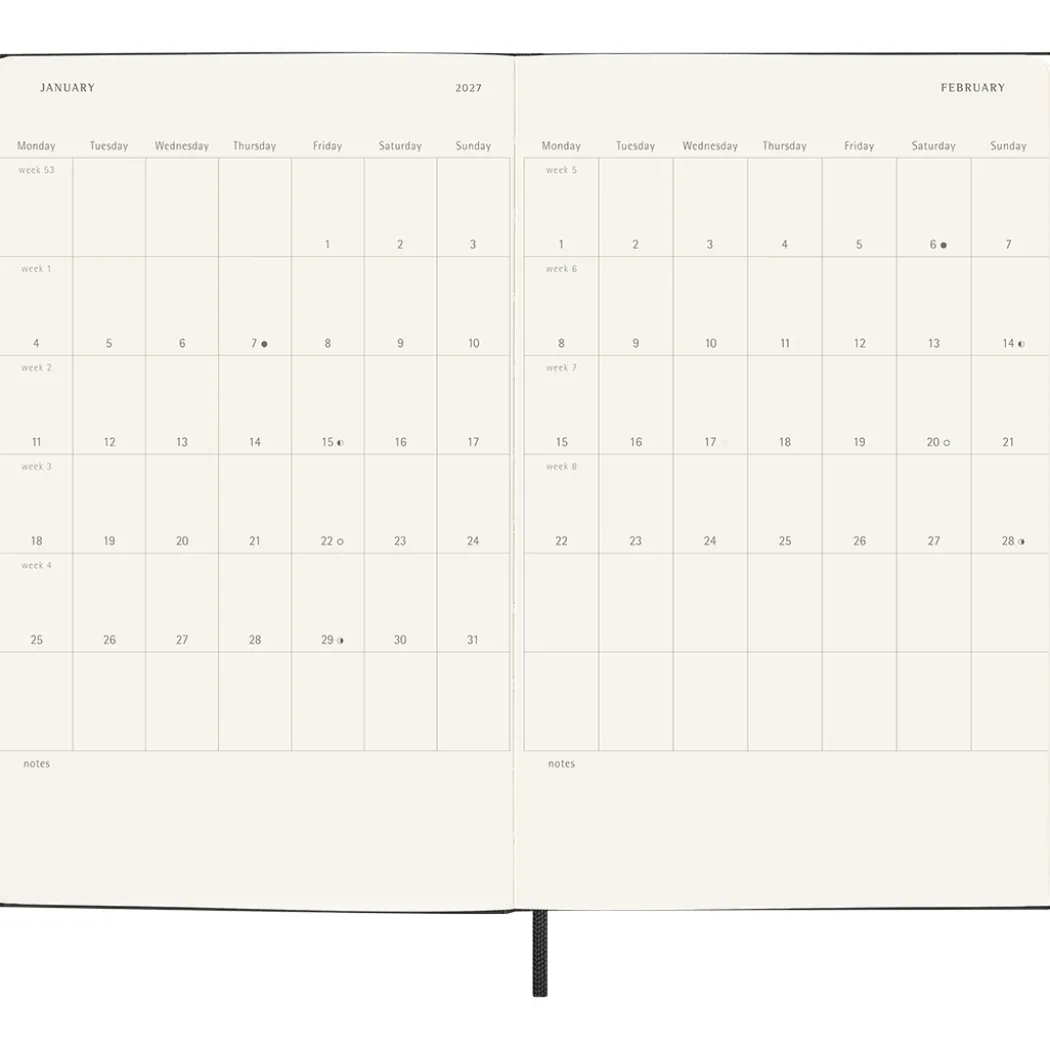 Kalender 18M Weekly Hard Cover Horisontell Large Black