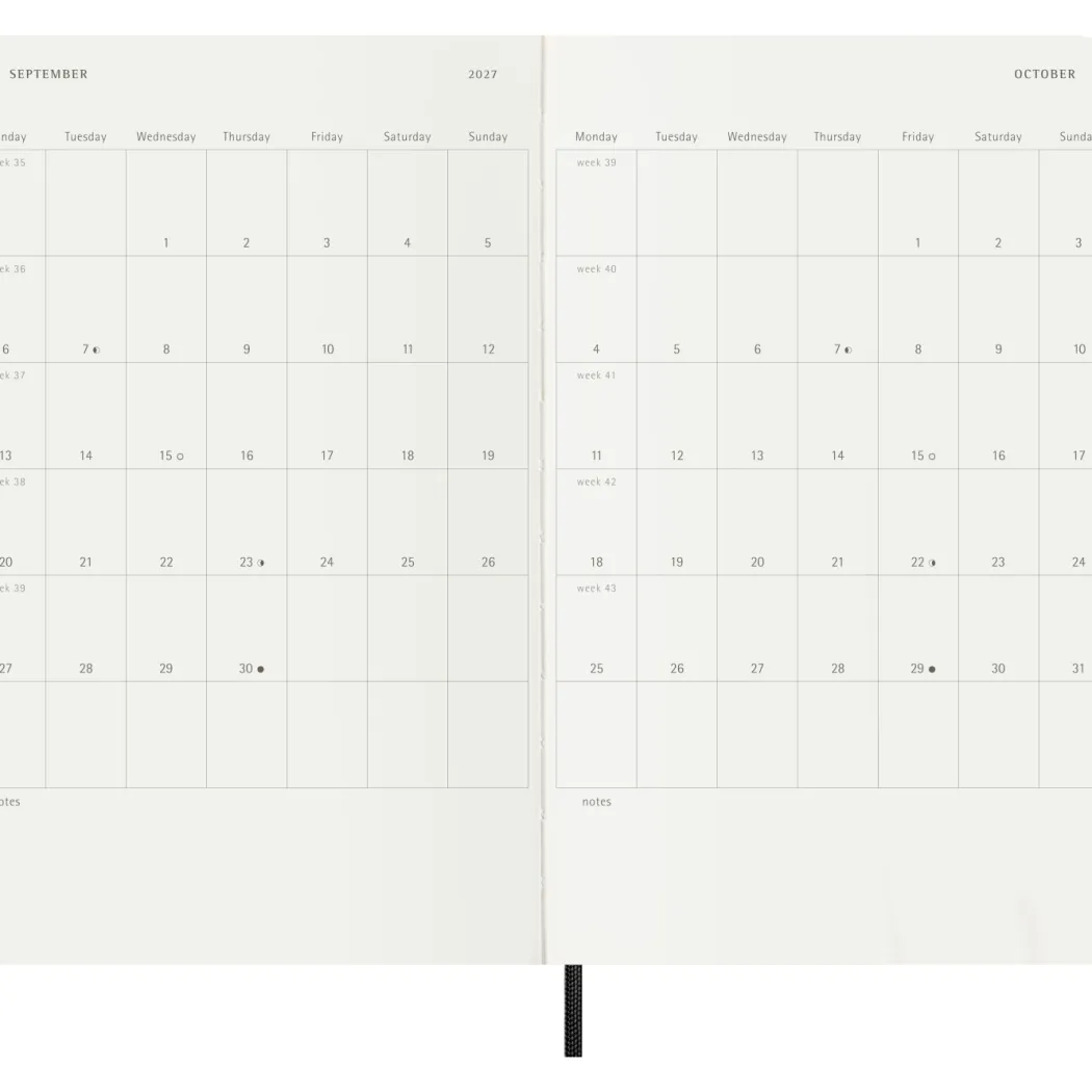 Kalender 12M Weekly Horizontal 2027 Softcover Large Black