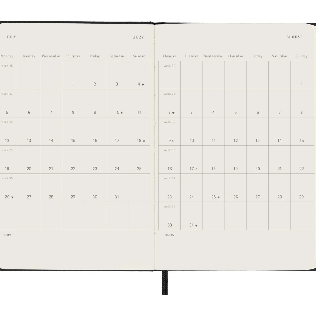 Kalender 12M Weekly Horizontal 2027 Hardcover Pocket Black