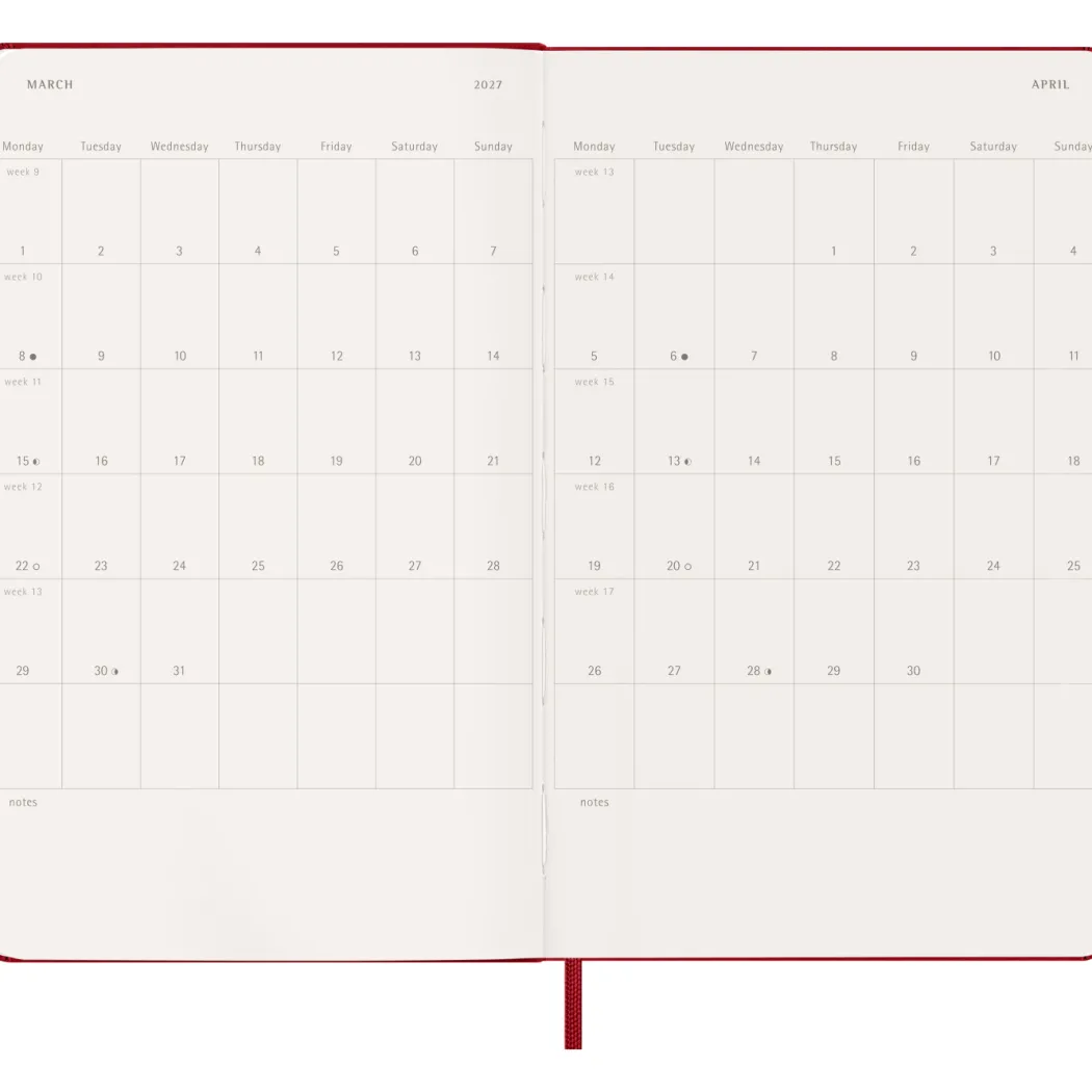 Kalender 12M Weekly Notebook 2027 Hardcover Large Red