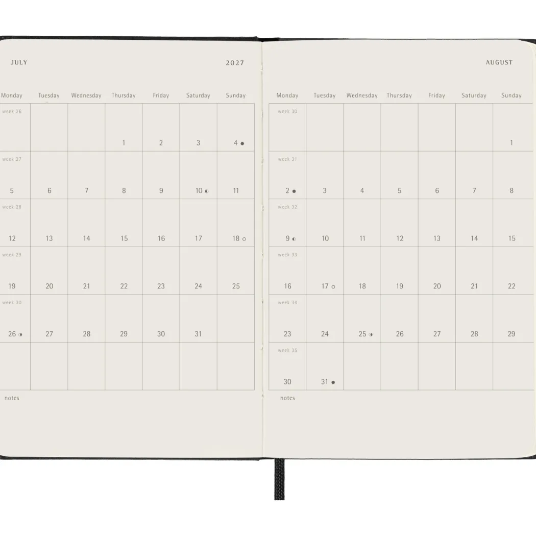 Kalender 12M Weekly Notebook 2027 Hardcover Pocket Black