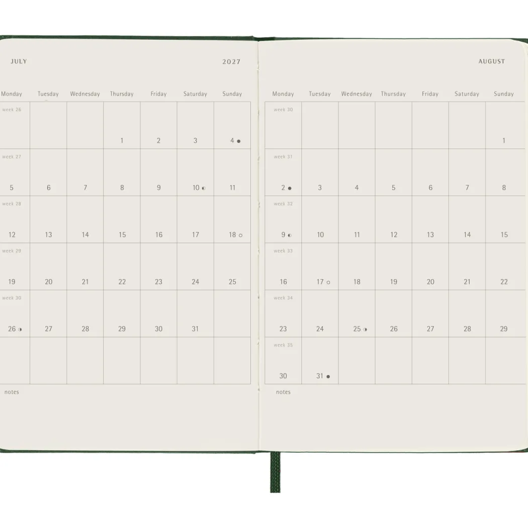 Kalender 12M Weekly Notebook 2027 Hardcover Pocket Myrtle Green