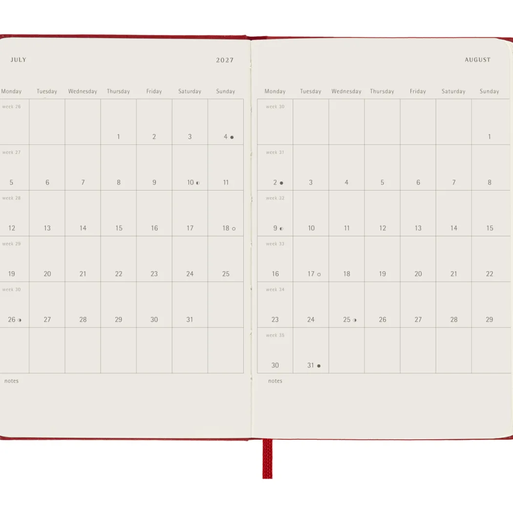 Kalender 12M Weekly Notebook 2027 Hardcover Pocket Red