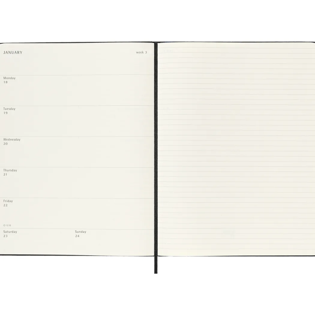 Kalender 12M Weekly Notebook 2027 Hardcover XL Black