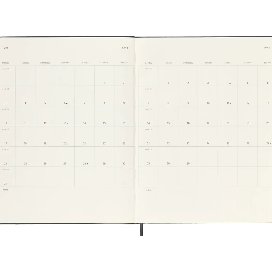 Kalender 12M Weekly Notebook 2027 Hardcover XL Black