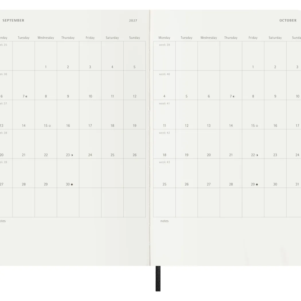 Kalender 12M Weekly Notebook 2027 Softcover Large Black