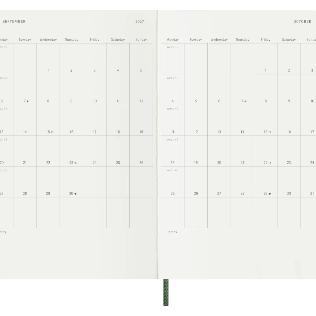 Kalender 12M Weekly Notebook 2027 Softcover Large Myrtle Green
