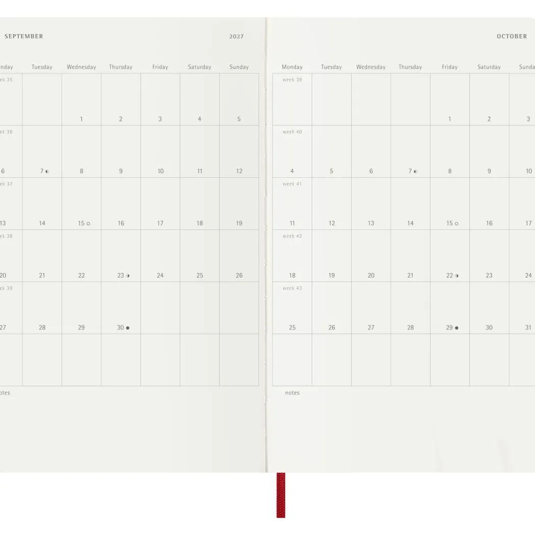 Kalender 12M Weekly Notebook 2027 Softcover Large Red