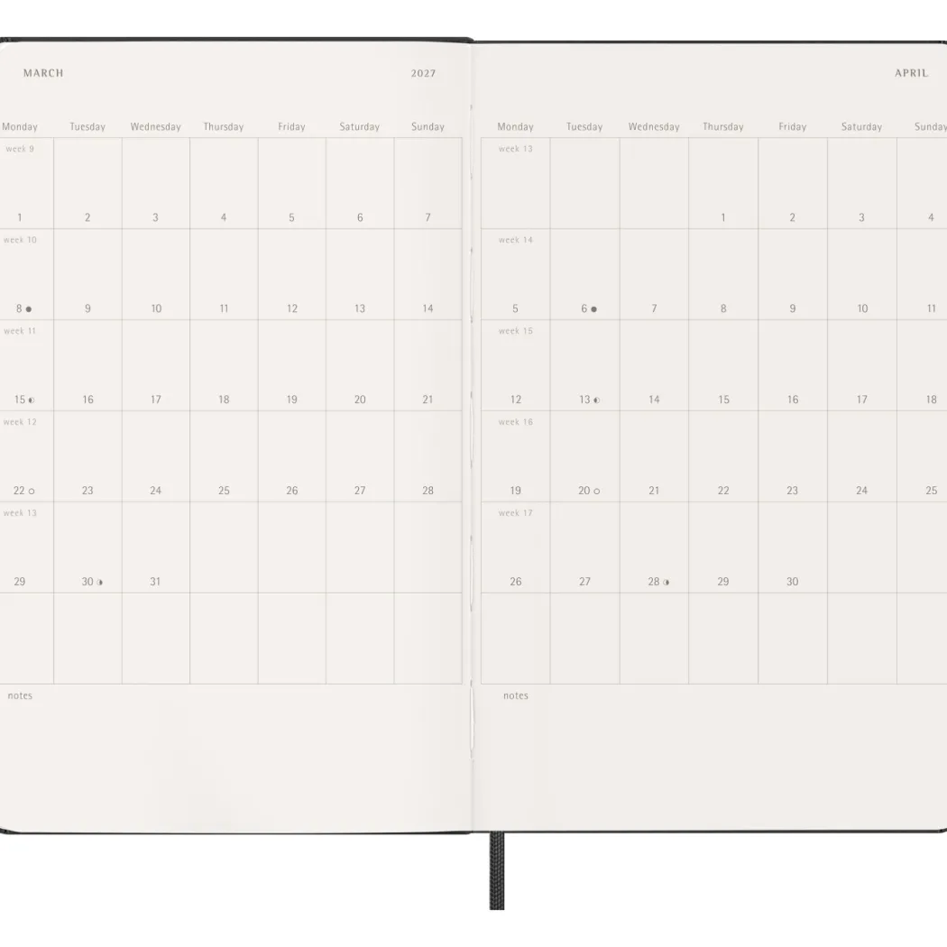 Kalender 12M Weekly Vertical 2027 Hardcover Large Black
