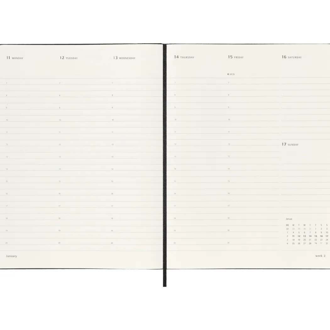 Kalender 12M Weekly Vertical PRO 2027 Hardcover XL Black