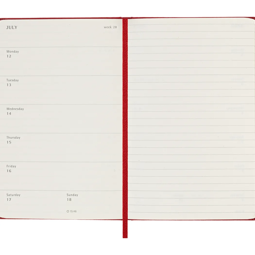 Kalender 18M WeekNote Hard Cover Pocket Red