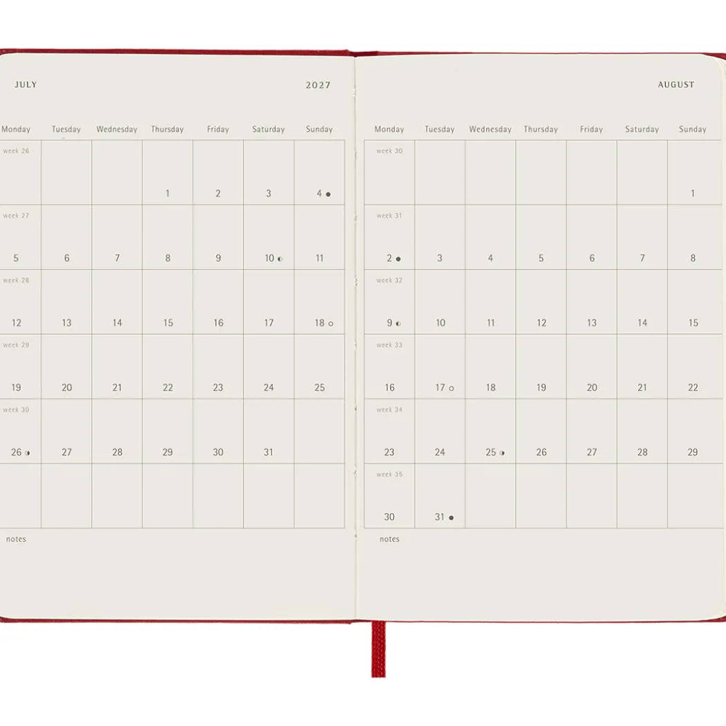 Kalender 18M WeekNote Hard Cover Pocket Red