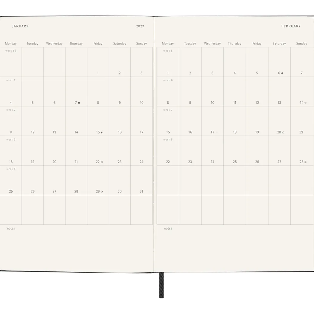 Kalender 18M WeekNote Hard Cover Large Black