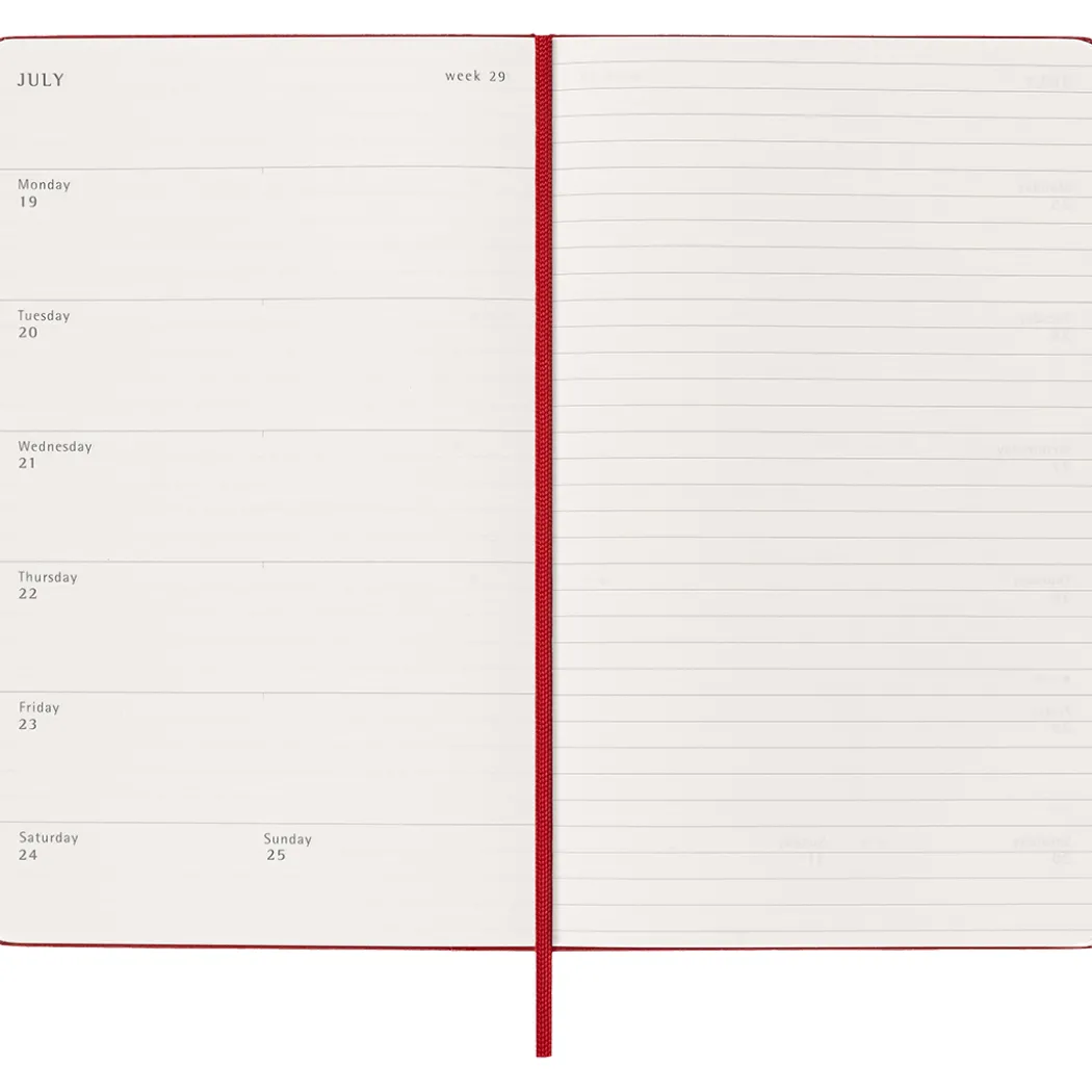 Kalender 18M WeekNote Hard Cover Large Red