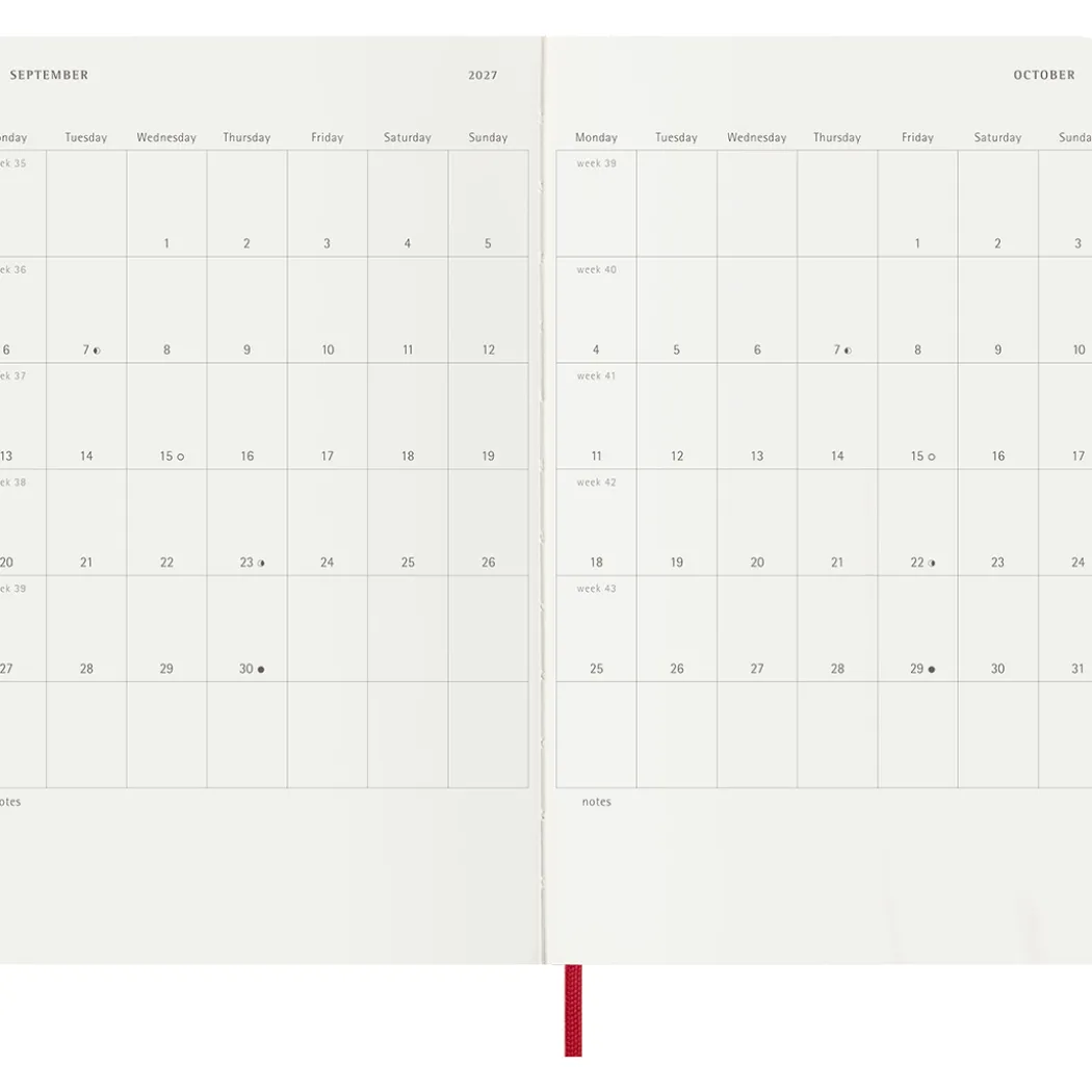 Kalender 18M WeekNote Soft Cover Large Red