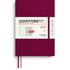 Kalender Weekly Planner & Notebook 2027 A5 Soft Cover Port Red