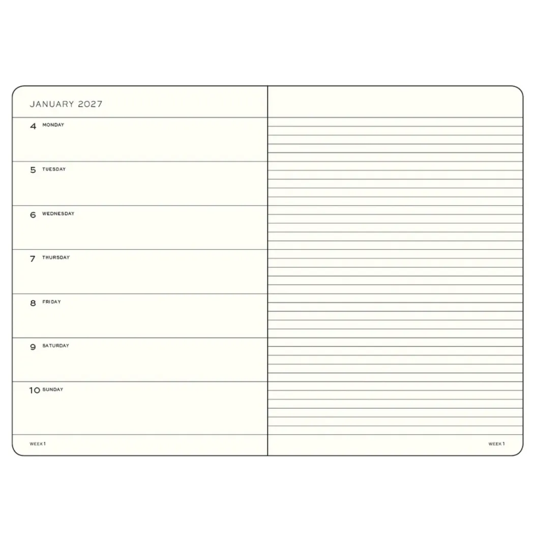 Kalender Weekly Planner & Notebook 2027 A5 Soft Cover Port Red