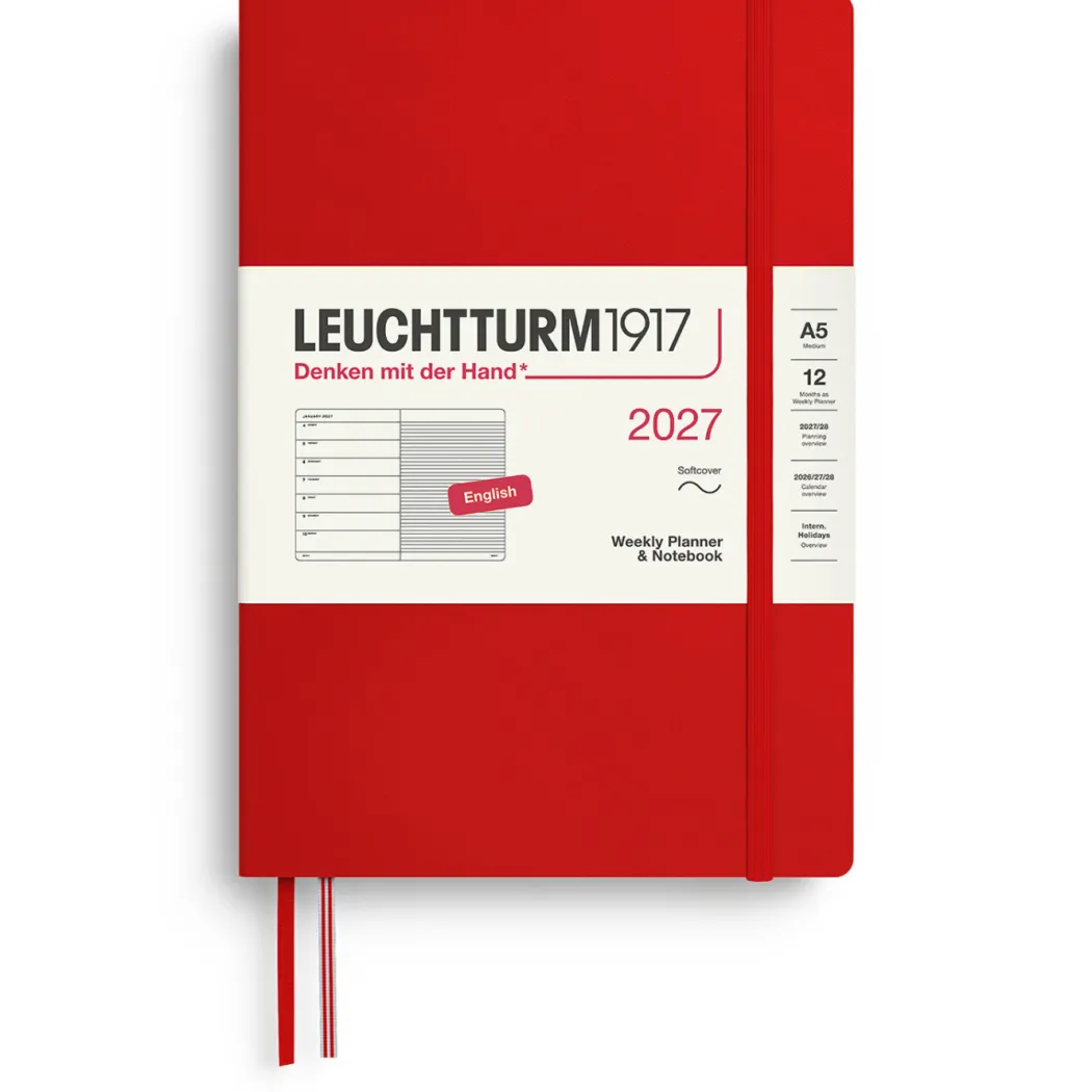 Kalender Weekly Planner & Notebook 2027 A5 Soft Cover Cherry