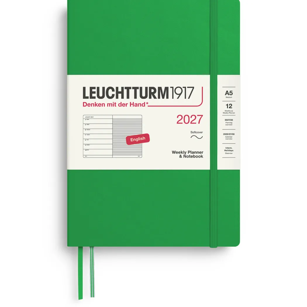 Kalender Weekly Planner & Notebook 2027 A5 Soft Cover Spring Leaf