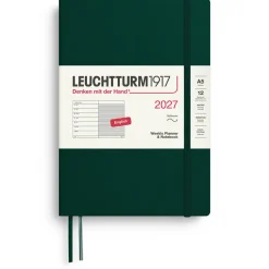 Kalender Weekly Planner & Notebook 2027 A5 Soft Cover Forest Green