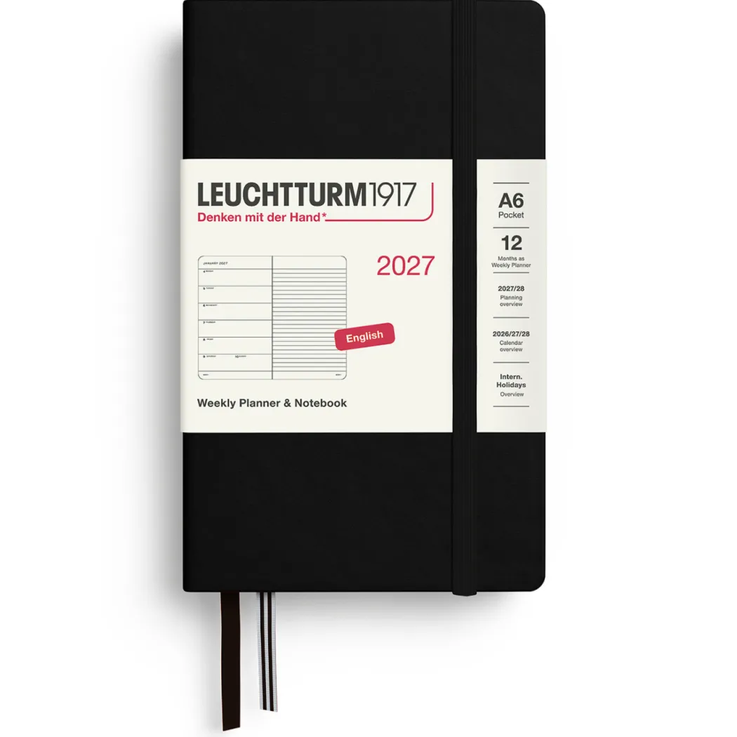 Kalender Weekly Planner & Notebook 2027 A6 Black