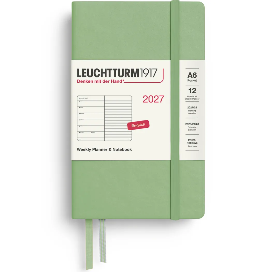 Kalender Weekly Planner & Notebook 2027 A6 Sage