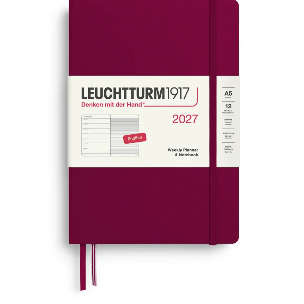 Kalender Weekly Planner & Notebook 2027 A5 Port Red