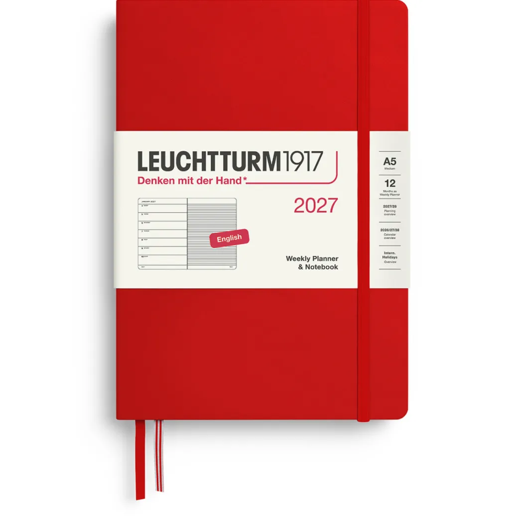 Kalender Weekly Planner & Notebook 2027 A5 Cherry
