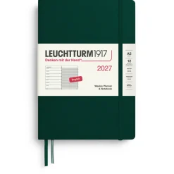Kalender Weekly Planner & Notebook 2027 A5 Forest Green