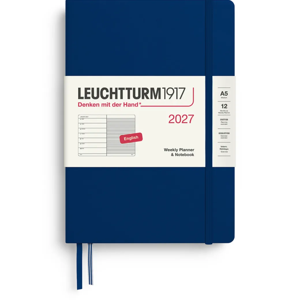 Kalender Weekly Planner & Notebook 2027 A5 Navy