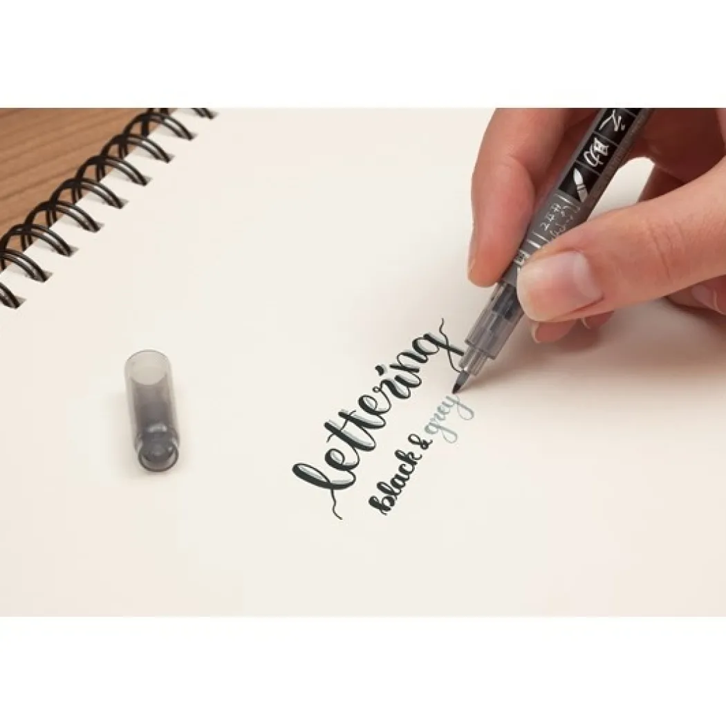 Kalligrafipenna Fudenosuke Twin Svart+Grå