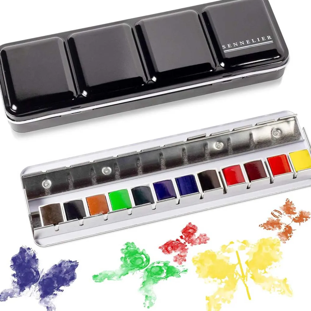 l'Aquarelle Akvarellfärg i metallask 12 halvkoppar