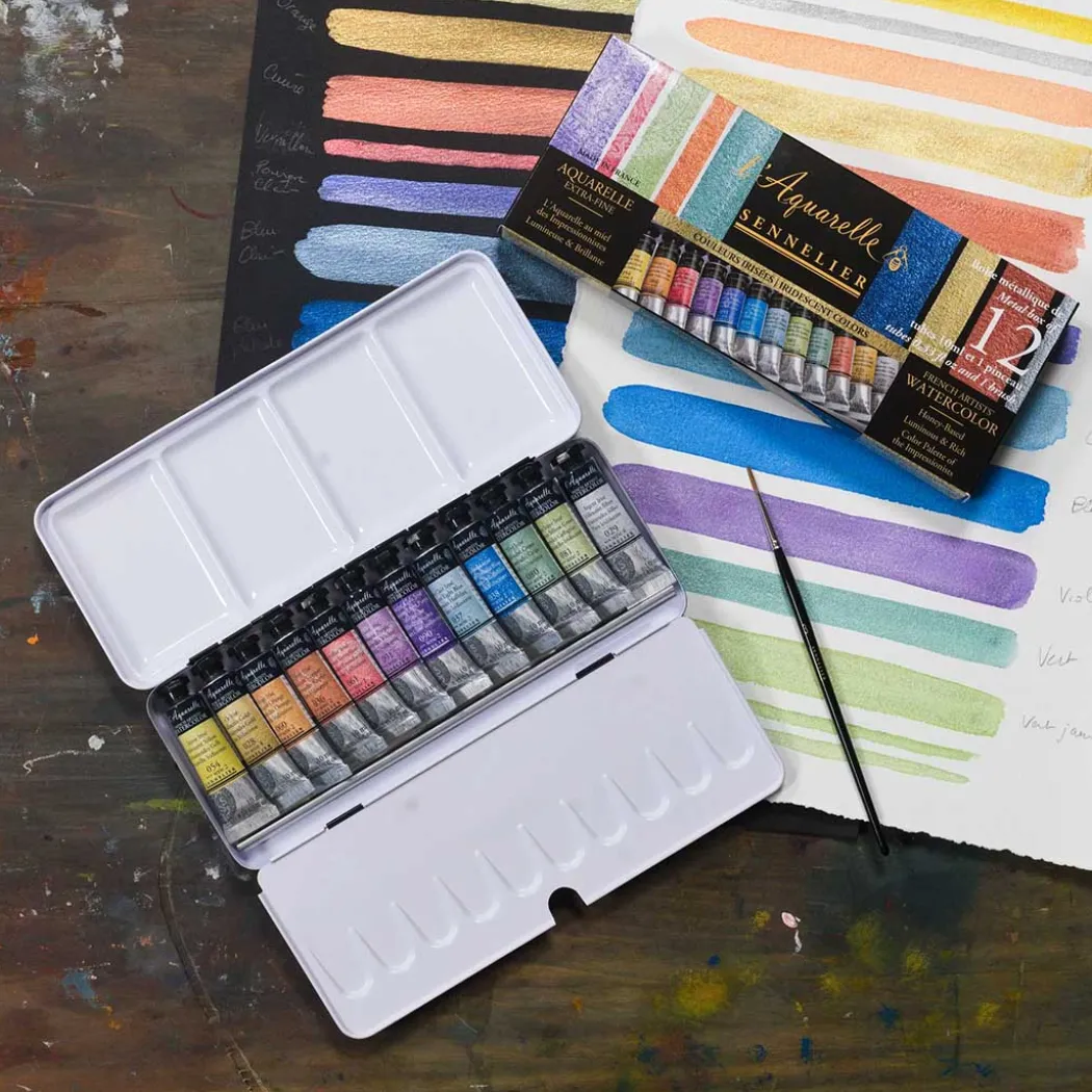 l'Aquarelle Akvarellfärg Iridescent Colours 12x10 ml