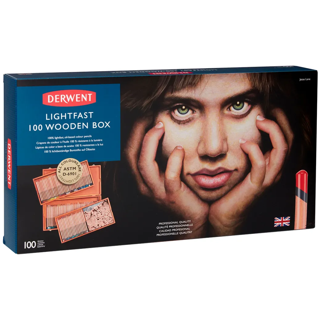 Lightfast Färgpennor 100-set Träskrin