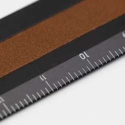 Linjal Aluminium/Läder 15 cm Black/Camel