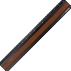 Linjal Aluminium/Läder 15 cm Black/Camel
