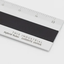 Linjal Aluminium/Läder 15 cm Silver/Black