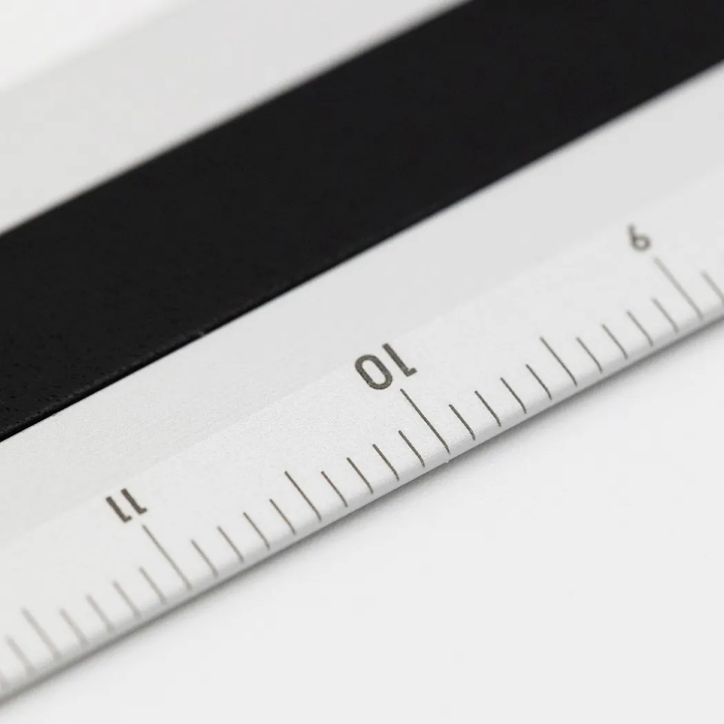 Linjal Aluminium/Läder 15 cm Silver/Black