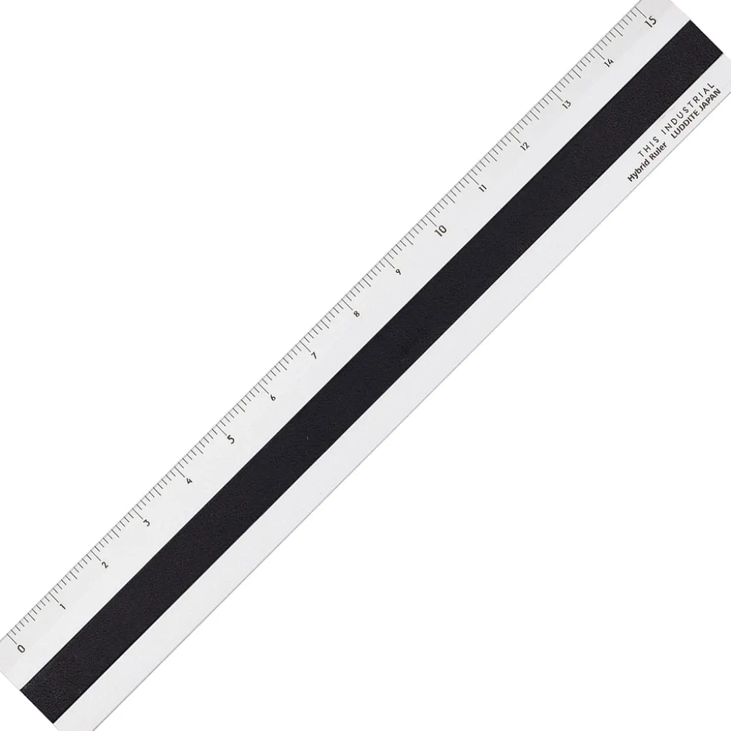 Linjal Aluminium/Läder 15 cm Silver/Black