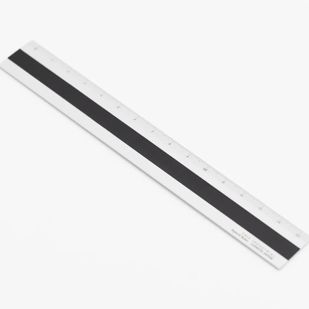 Linjal Aluminium/Läder 15 cm Silver/Black