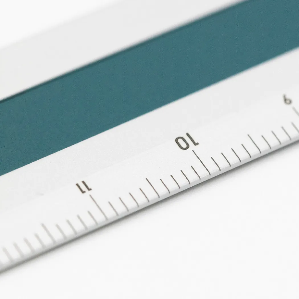 Linjal Aluminium/Läder 15 cm Silver/Turquoise