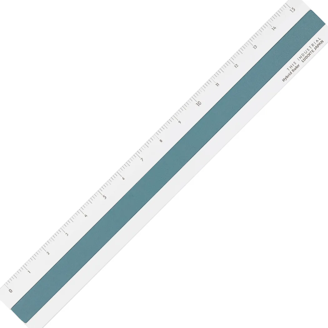 Linjal Aluminium/Läder 15 cm Silver/Turquoise