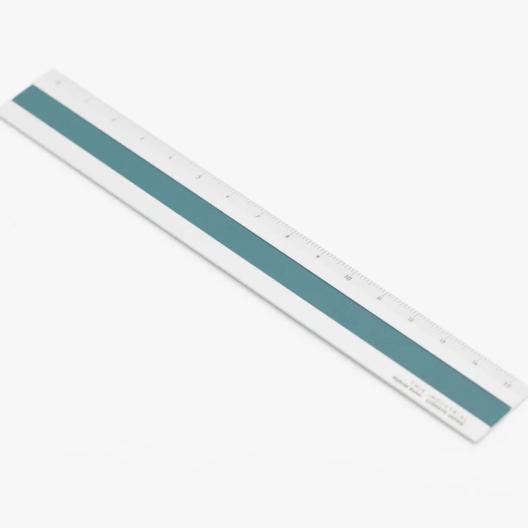 Linjal Aluminium/Läder 15 cm Silver/Turquoise